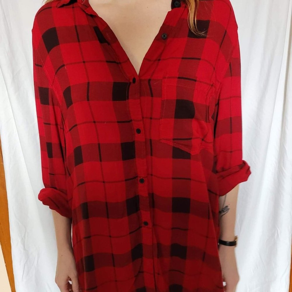 artizia plaid button down oversized